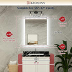 Keonjinn Backlit Mirror Bathroom 30” x 36”, Anti-Fog Mirror with Lights, CRI90+ HD Tempered Glass, Waterproof, UL Listed, Stepless Dimmable Vanity Mirror with High Lumen