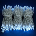 YULETIME 100 ft 300 Count Cool White LED String Lights with Adapter, Clear Wire Wide Angle 5mm Christmas Light (Cool White)