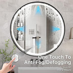 32 Inch Round Led Mirror, Bathroom Mirror with Lights, Black Metal Framed Frontlit Circle Mirrors for Wall with Anti-Fog, Memory Function, 3 Color Temperature, Dimmable Makeup Mirror