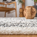 SAFAVIEH Arizona Shag Collection Area Rug - 9' x 12', Ivory & Black, Moroccan Design, Non-Shedding & Easy Care, 1.6-inch Thick Ideal for High Traffic Areas in Living Room, Bedroom (ASG741Z)
