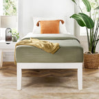 Mellow Naturalista Classic 16 Inch Solid Wood Platform Bed with Wooden Slats, White, Twin