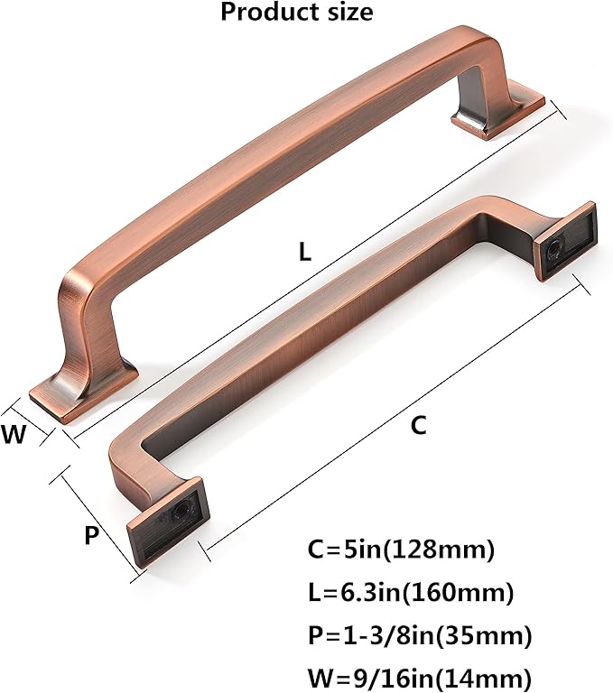 KHTumeware 6 Pack 5" Cabinet Handles, Brushed Antique Copper Cabinet Pulls and Drawer Handles