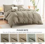 HYMOKEGE Linen California King Comforter Set Seersucker 7 Pieces, All Season Luxury Bed in a Bag for Bedroom, Bedding Set with Comforter, Sheets, Pillowcases & Shams