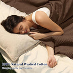 PHF 100% Cotton Waffle Weave Blanket Twin Size for Bed,Snag Proof Lightweight Breathable Moisture-Wicking Throw for Couch,Great for Layering in Cold Weather,Machine Washable,Home Decor Gift-Cappuccino