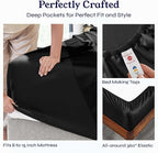 California Design Den Soft Twin Sheets Set - 400 Thread Count Sateen, 100% Cotton Sheets, Deep Pockets, Cooling and Durable Bedding Set for Dorm Rooms & Adults - Black