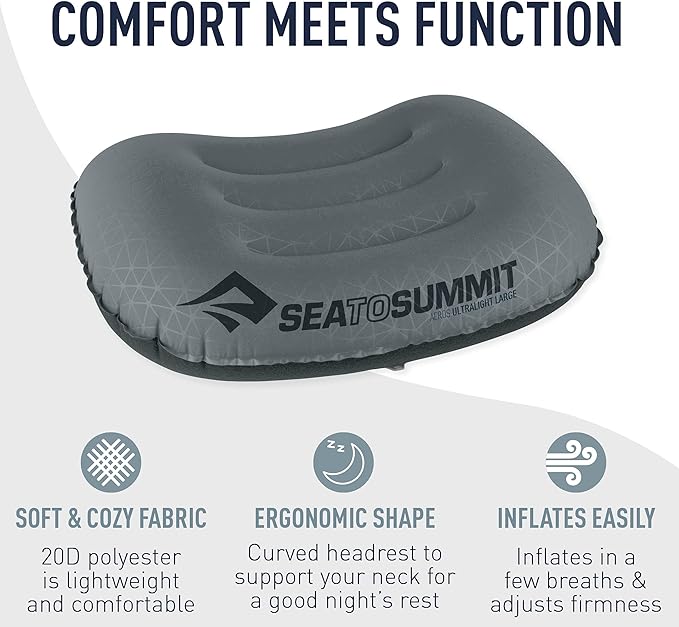 Sea to Summit Aeros Ultralight Inflatable Camping and Travel Pillow, Large (17.3 x 12.6), Aqua