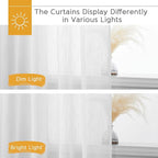 RYB HOME Solid Semi Sheer Curtains Rod Pocket Living Room/Bedroom, Linen Sheer Light Filtering Curtains 72 inches Long, White, W 52 x L 72 inch Length, 1 Pair