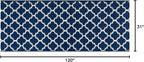 Custom Size Cut to Length Moroccan Trellis Design Runner Rug Mat For Wide Long Hallways with Non-Slip Rubber Backing, Better Traction for Pets, Prevent Slippage, Trellis Navy Blue, 31 inch X 10 feet