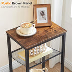 HOOBRO Side Table, 3-Tier Tall End Telephone Table with Adjustable Mesh Shelves, Small Entry Table for Living Room Bedroom Hallway or Office, Rustic Brown and Black BF01DH01G1
