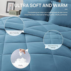Love's cabin Twin XL Comforter Set Misty Blue, 5 Pieces Twin XL Bed in a Bag, All Season Bedding Sets with 1 Comforter, 1 Flat Sheet, 1 Fitted Sheet, 1 Pillowcase and 1 Pillow Sham