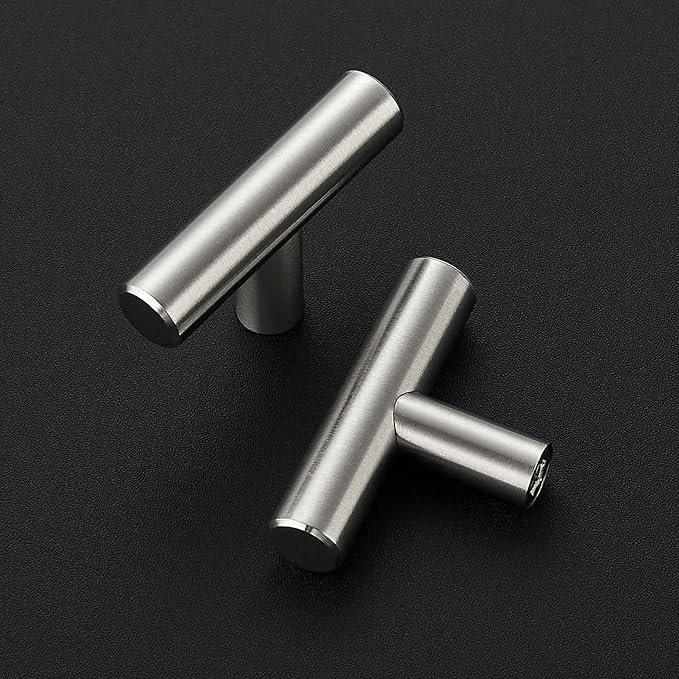 15 Pack Brushed Nickel Cabinet Knobs - Kitchen Cabinet Knobs Silver Cabinet Pulls for Kitchen Cabinet Drawer Stainless Steel Dresser Knobs for Cabinet Hardware 2in Length Single Hole T Bar