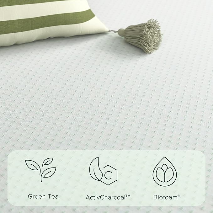 ZINUS 8 Inch Green Tea Memory Foam Mattress, Full, Fiberglass Free, Patented Custom Contour Support, Sturdy Base Foam, CertiPUR-US Certified, Mattress in A Box, White