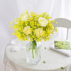 N&T NIETING Babys Breath Artificial Flowers Bulk, 10Pcs Fake Gypsophila Bouquet Flowers Real Touch Faux Babies Breath Arrangement for Wedding Floral Party Home Centerpieces Vase Decoration, Yellow