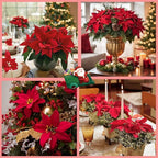 16 Pack Poinsettia Flowers Artificial Christmas Decorations, Red Poinsettia Flowers for Christmas Tree, Velvet Poinsettias Artificial Flowers for Xmas Decor DIY for Home Vase Indoor Outdoor Garden