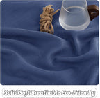 RYB HOME Semi Sheer Curtains - Linen Textured Sheer Light Glare Filter Extra Long Curtains Backdrop for Living Room Patio Door French Door Wall Decor, Navy Blue, 52 x 120 in per Panel, 1 Pair
