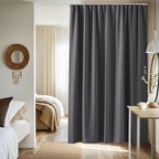 NICETOWN Sliding Door Curtain with Adjustable Ceiling Track, W100 Room Divider Curtain for Living Room/Office/Hospital Privacy, No Light Leakage Drape Easy Installation, 1 Panel, W100 xL96, Grey