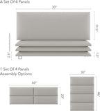 Vänt Upholstered Wall Panels - Queen/Full Size Wall Mounted Headboards - Zigrino Leather Oyster – Panel Size 30” Wide x 11.5” High - Pack of 4 Panels