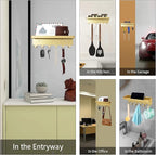 GTK Key Holder for Wall, Key Hooks with Tray and 6 Hooks, Wall Mounted Key Holder for Hallway, Key Rack with Shelf for Mail Storage (Gold)
