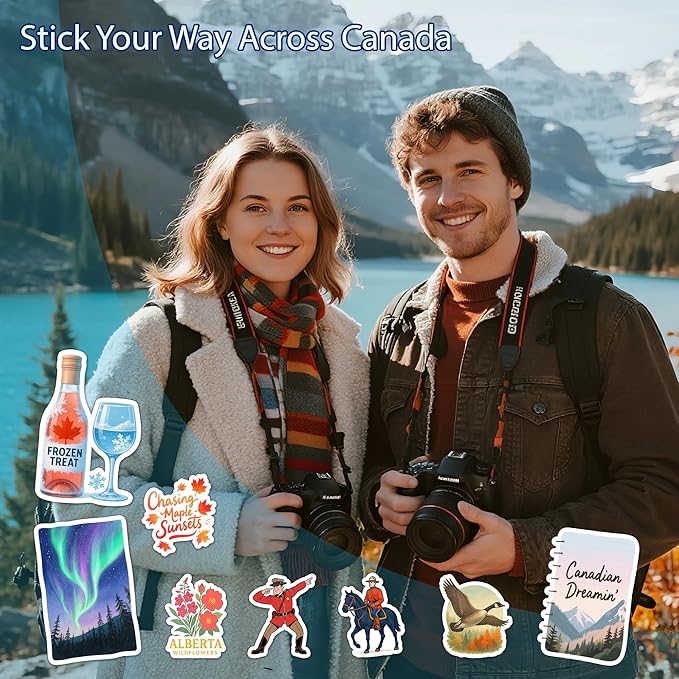 100 Pcs Canada Travel Stickers Pack Nature Food Canadian Sticker Vinyl Waterproof Funny Car Decals Decor Water Bottles Scrapbook Hard Hat Toronto Gift for Kid Men Women
