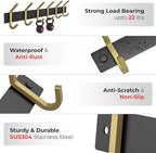Coat Rack Wall Mount – Black and Gold Hook Rail with 6 Double Coat Hooks, 17 Inch Stainless Steel Wall Hooks for Entryway, Bathroom, Bedroom, Closet, Towel, Hat, Bag, Heavy Duty Organizer - 2 Pack