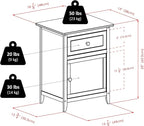 Winsome Eugene Accent Table/Nightstand, for Living Room, Den, Bedroom, White