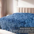 Richave Fleece Throw Blanket,Premium Lightweight Anti-Static 50x60 Inches Travel Size 3D Clouds Stylish Jacquard Throw Blanket for Couch, Cozy, Warm and Lightweight for Winter, Tie-dye Stone Blue