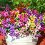 SHareconn 36 Bundles Artificial Flowers for Outdoors Decoration, Faux Plants Fake Silk Colorful Daisy Eucalyptus Lavender, UV Resistant for Outside Home Porch Patio Indoor Spring Decor, Mix 5 Colors