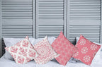 Ambesonne Retro Throw Pillow Cushion Case Pack of 4, Trellis Grid Medieval Floral Damask Mandala Flower Ornament in Modern Monochrome, Modern Accent Double-Sided Digital Printing, 18", Pastel Pink