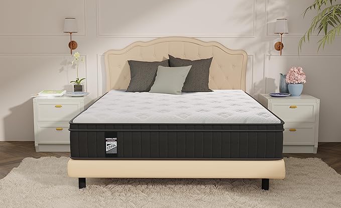 Full Size Mattress, 14 Inch Full Mattress in a Box with Gel Memory Foam and Pocket Spring, Medium Feel, Cooler Sleep & Pressure Relief, 75''x54''x14'', 120 Nights Risk-Free Trial