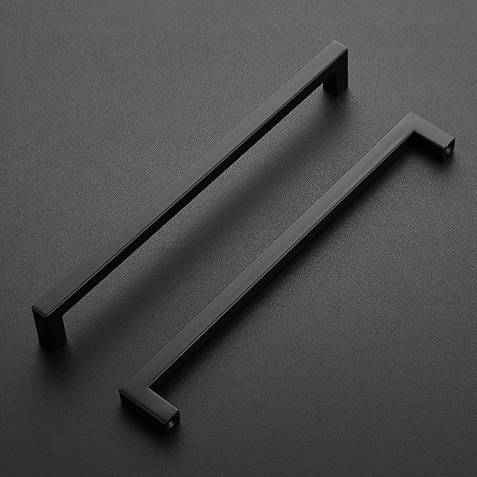 Ravinte 15 Pack Black Cabinet Pulls 10 Inch Square Kitchen Cabinet Handles Matte Black Kitchen Hardware for Drawer Pulls Drawer Handles Come with Screwdriver