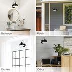 Design House Mason Barn Light Indoor/Outdoor Wall Mount Modern Industrial Farmhouse Wall Light for Patio, Garage, Bathroom, Office, Kitchen, 8-Inch, Satin Black, 579367