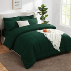 CozyLux King Size Comforter Set Emerald Green, 7 Pieces Bed in a Bag, Green Comforter King Size, All Season Bedding Sets with Stitch Quilted Comforter, Flat Sheet, Fitted Sheet, Pillowcases