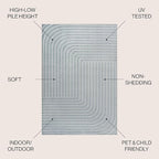 Eyely NCS101F-8 Odense High-Low Minimalist Angle Geometric Light Blue/Cream 8 ft. x 10 ft. Indoor/Outdoor Area Rug, for Home, Backyard, Patio, Porch, Bedroom, Kitchen, Living Room