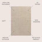 Eyely NCS101E-4 Odense High-Low Minimalist Angle Geometric Beige/Cream 4 ft. x 6 ft. Indoor/Outdoor Area Rug, for Home, Backyard, Patio, Porch, Bedroom, Kitchen, Living Room