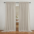 RYB HOME Extra Wide Semi Sheer Curtains, Back Tab Room Divider for Office Bedroom Separation, Large Window Curtains for Sliding Glass Door, Angora, W 70 x L 84, 2 Pcs