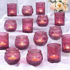 DARJEN 48Pcs Pueple Votive Candle Holders - Vintage Tea Lights Candle Holders, Glass Votives for Party, Wedding Table Centerpieces, Baby Shower Decor & Gift