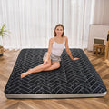 MAXYOYO Black Geometric Pattern Futon Mattress, Japanese Floor Mattress Quilted Bed Mattress Topper, Extra Thick Folding Sleeping Pad Breathable Floor Lounger Guest Bed for Camping Couch, Twin