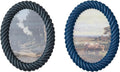 Creative Co-Op 2-Piece Oval Resin Twisted Photo Frame Set, Light & Dark Blue