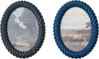 Creative Co-Op 2-Piece Oval Resin Twisted Photo Frame Set, Light & Dark Blue