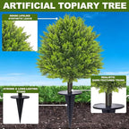 2 Pack 24”Artificial Topiary Ball Tree with Spike Soft Cypress Realistic Faux Cedar Pines Christmas Trees UV Rated Fake Shrubs for Christmas Pot Fillers Front Door Porch Indoor Outdoor Xmas Decor