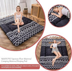 MAXYOYO Japanese Floor Futon Mattress - Thicken Sleeping Pad, Roll Up Floor Lounger Bed for Camping, Guest Room - Thick, Soft and Comfortable, Black Stripe, Full Size
