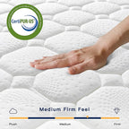 Vesgantti 12 Inch Multilayer Hybrid Full Mattress - Multiple Sizes & Styles Available, Ergonomic Design with Memory Foam and Pocket Spring, Medium Firm Feel, White