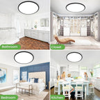 zemty 2Pack 20 inch LED Flush Mount Ceiling Light, 50W 5000lm Large Light Fixture, 3 Color Temperature in One 3000k 4500k 6000K Round Modern Ceiling Lamp for Bedroom Kitchen Dining Room (Black)