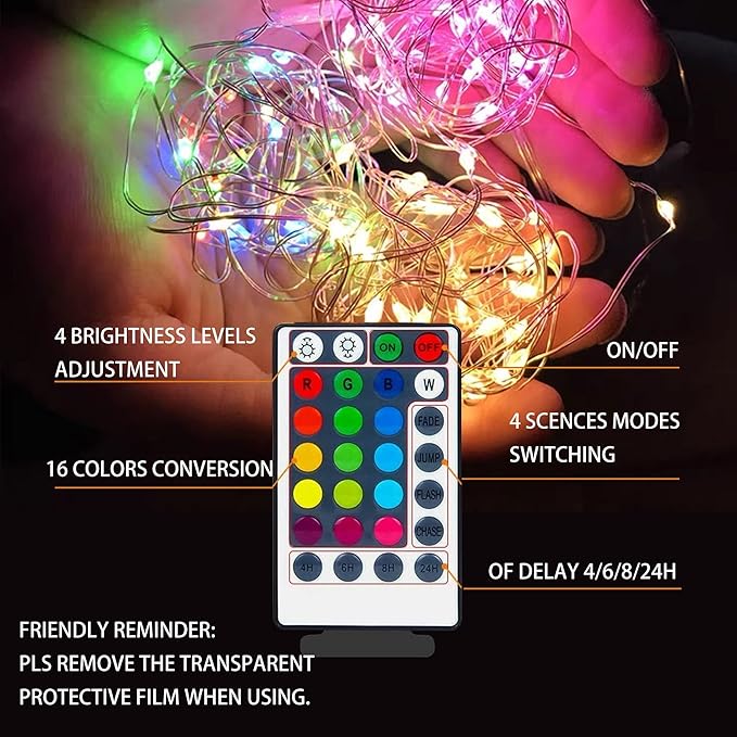 FUNPENY Window Curtain String Lights, 300 LED 8 Lighting Modes Fairy Lights USB Powered, Waterproof Lights for Christmas Bedroom Party Wedding Home Garden Wall Decorations (RGB Color Changing)