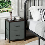Somdot Nightstand, Small Dresser for Bedroom with 2 Drawers, Bedside Table Night Stand End Table with Fabric Bins for Bedroom Kids Closet Dorm Guest Room, Charcoal Grey