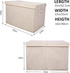 2 Pack Large Toy Box Chest Storage with Flip-Top Lid, Sturdy Kids Toy Storage Bin Boxes Container for Boys, Girls, Nursery, Closet, Bedroom, Playroom 25"x13" x16"(Linen Beige)