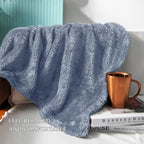 Exclusivo Mezcla Plush Fuzzy Fleece Bed Blanket King Size, Super Soft, Fluffy and Warm Blankets, Suitable for All Seasons (Stone Blue, 90x104 Inches)