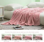 Exclusivo Mezcla Fleece Queen Size Blanket for Bed, 90x90 Inches Soft Cozy Jacquard Flannel Blankets, Lightweight Fuzzy Plush Warm for Winter, Pink