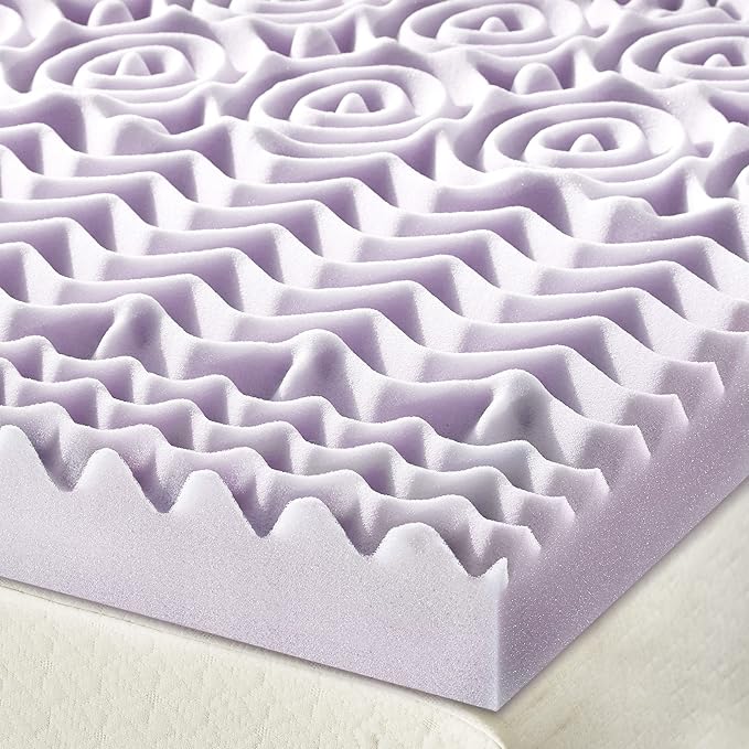 Mellow 3 Inch 5-Zone Memory Foam Mattress Topper, Soothing Lavender Infusion, Dorm Essentials, Full