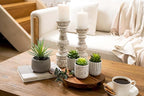 Kurrajong Farmhouse Candle Holders - Boho Set of 2 Tall Candle Stands | Decorative Wood 10" and 12" high | White Washed Candle Holders for Pillar Candles